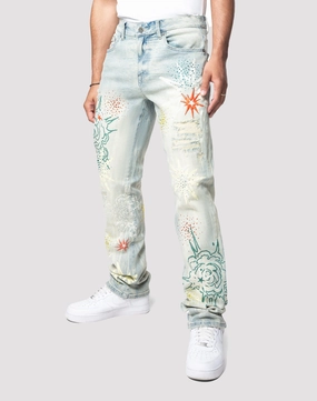 Fashion customization Grindhouse Straight Fit Stack Rhinestone Sevier Denim Jeans Fashion accessories