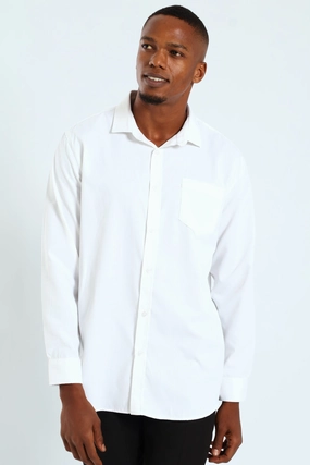 Fashion customization Textured Long Sleeve Shirt - White Fashion culture