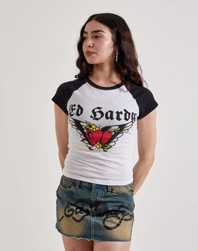 Fashion events Ed Hardy Heart Wings Raglan Tee Athleisure fashion