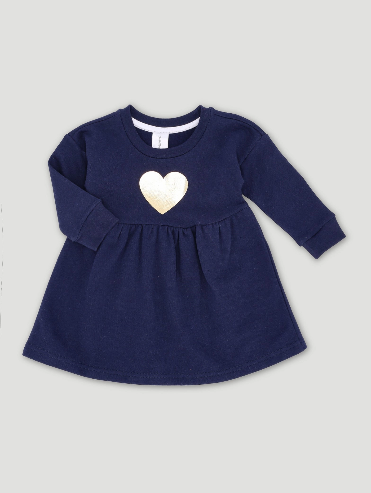 Baby Girls Fleece Heart Dress - Black/Navy Fashion on sale Suede - finished fashion