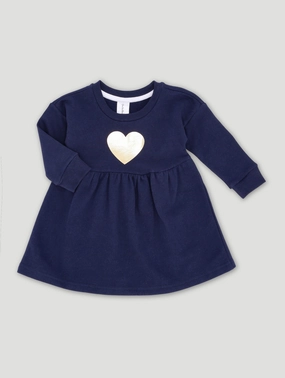 Fashion exhibitions Baby Girls Fleece Heart Dress - Black/Navy Spandex - incorporated fashion