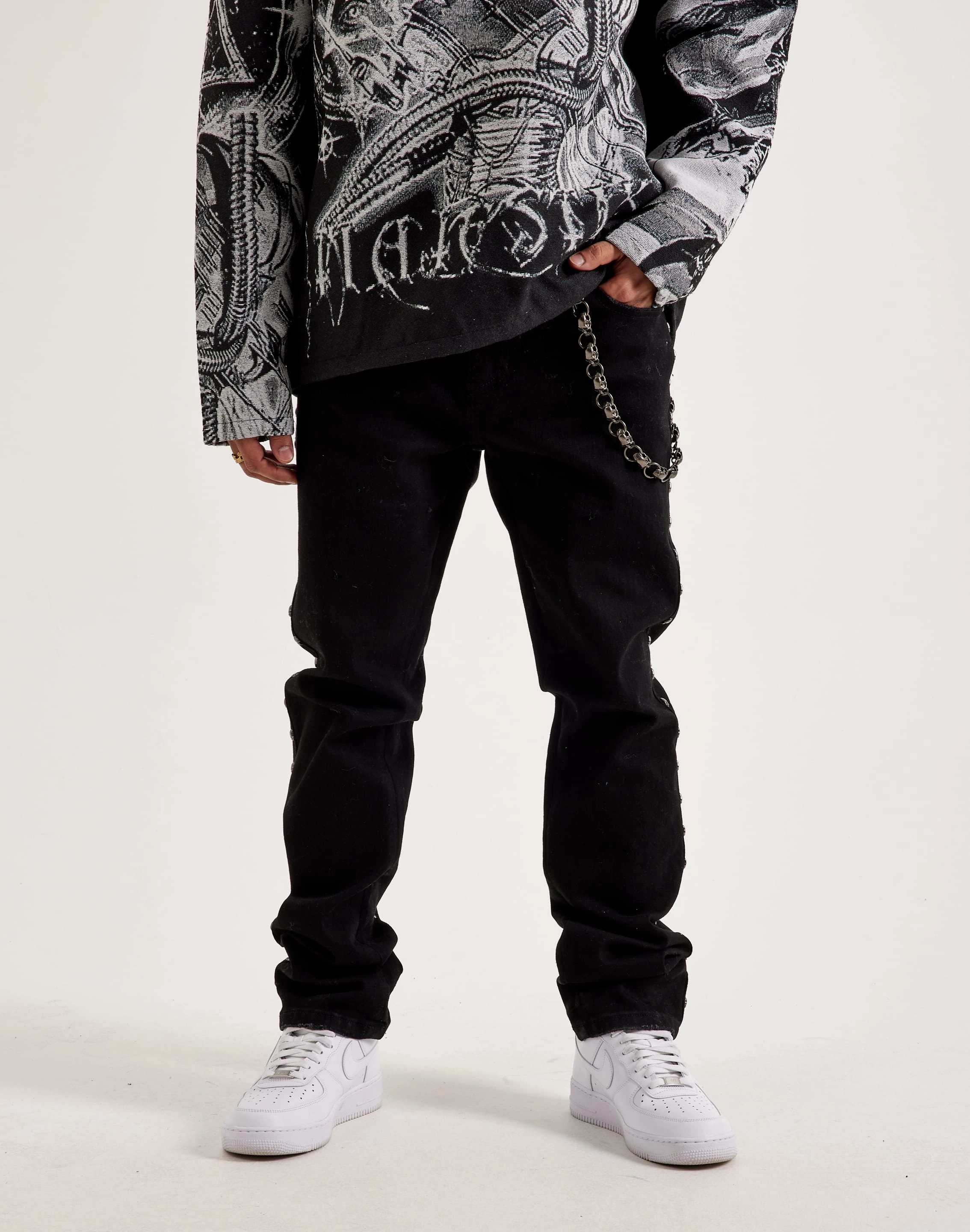 Kilogram Chain Rivet Jeans Evening wear Budget - friendly fashion