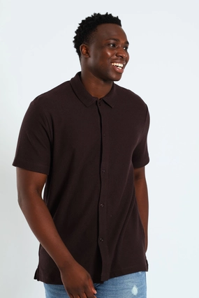 Fashion influencers' recommendations Chunky Crepe Knit Shirt - Chocolate Runway fashion