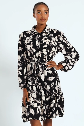 Fashion labels Button Through Monochrome Tiered Tea Dress Fashion trends by region