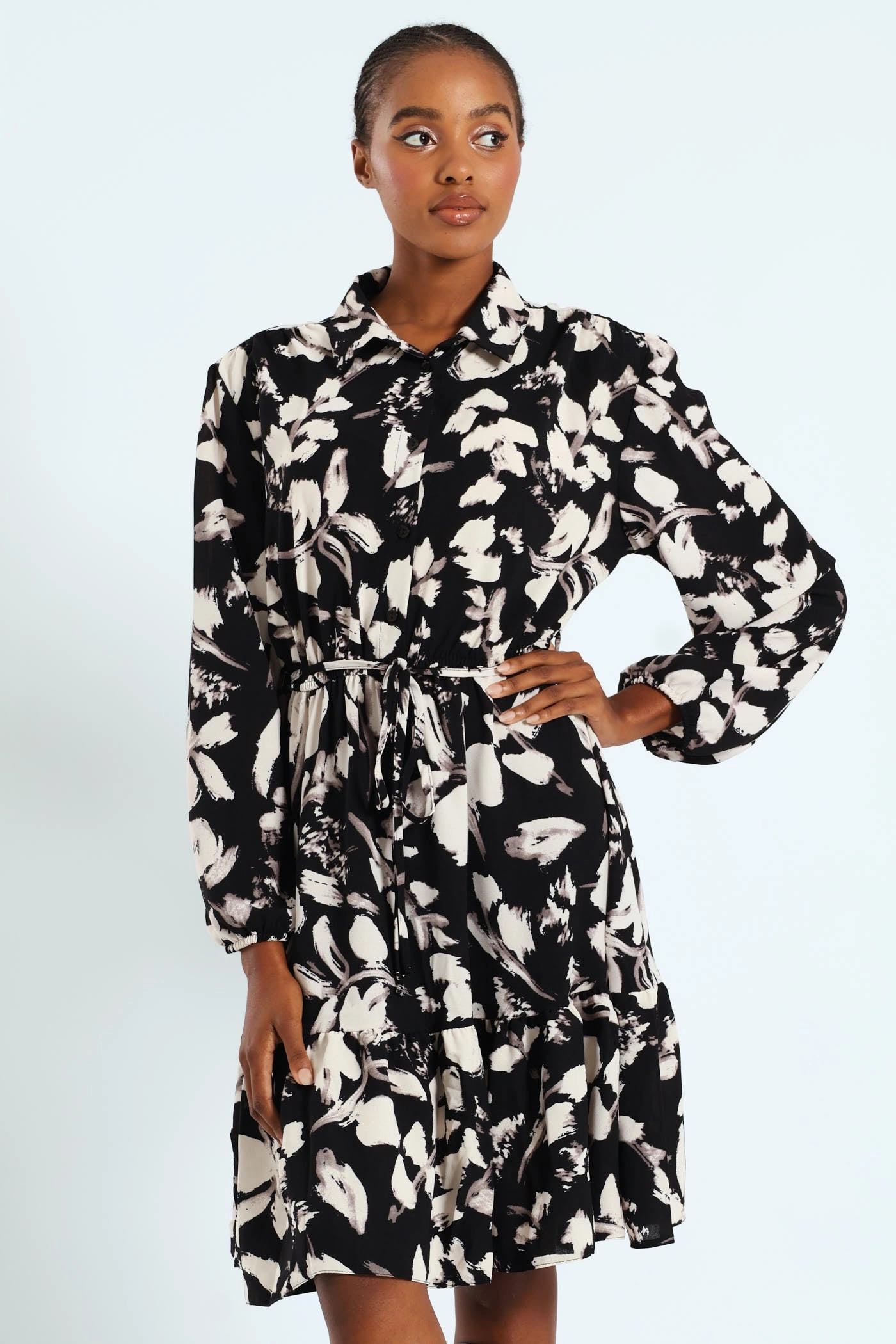 Fashion labels Button Through Monochrome Tiered Tea Dress Fashion trends by region