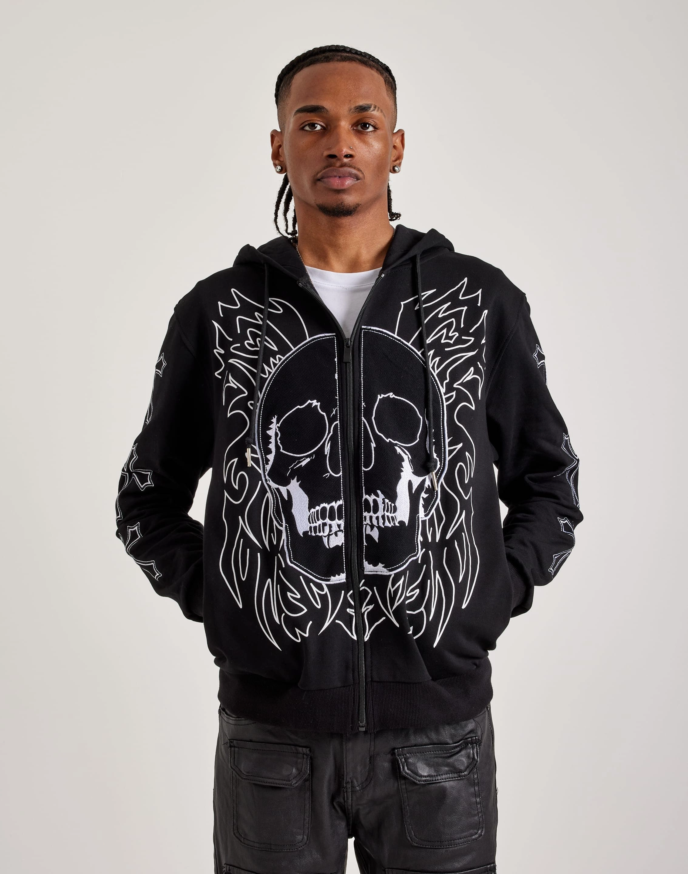 BKYS Skull Face Full-Zip Hoodie Everyday wear Party wear