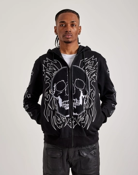 Fashion lookbook BKYS Skull Face Full-Zip Hoodie Denim - based fashion