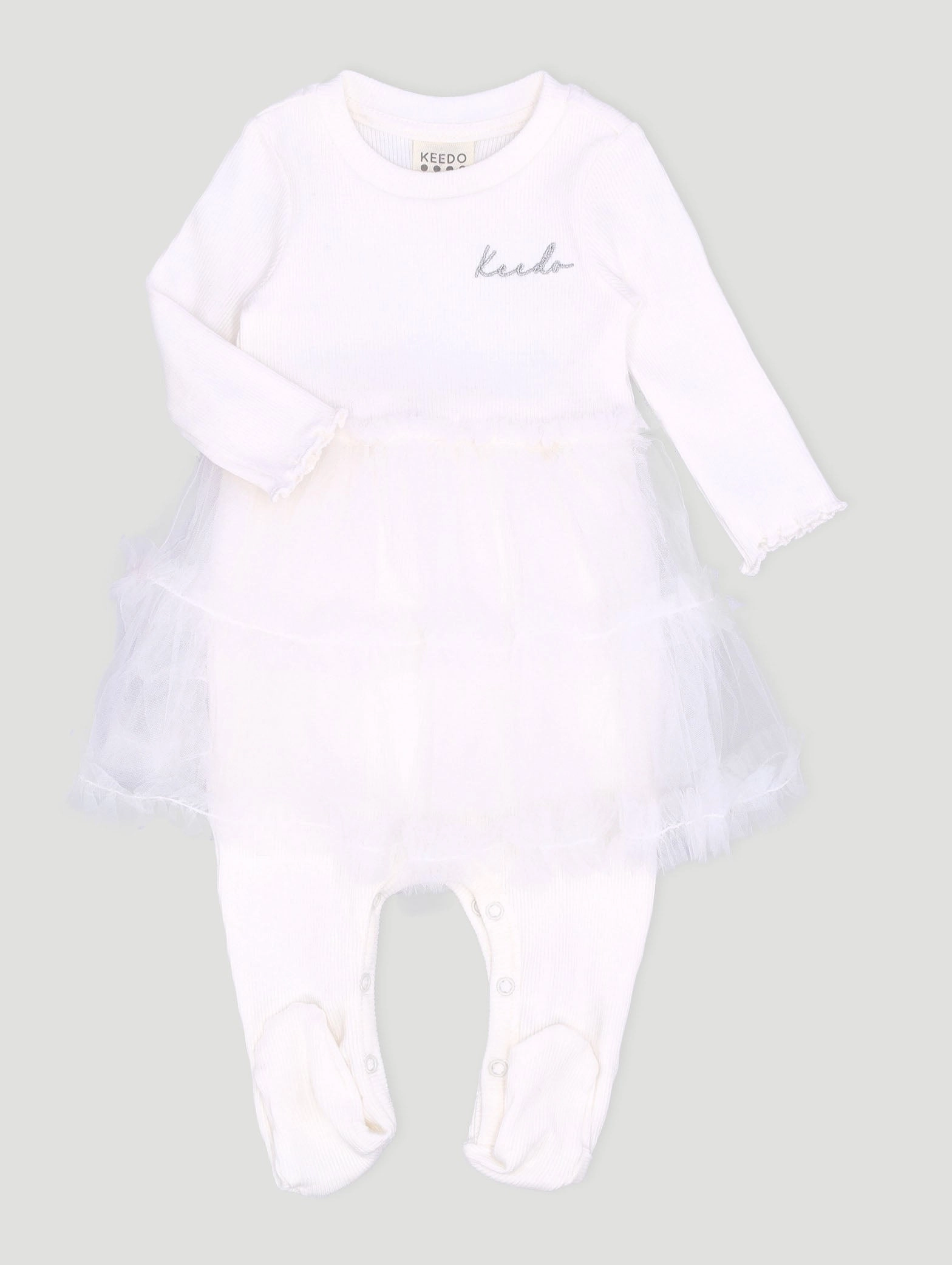 Keedo Baby Girls Premium Cotton Lycra Dress With Tuille Linen - crafted fashion Trendy gear