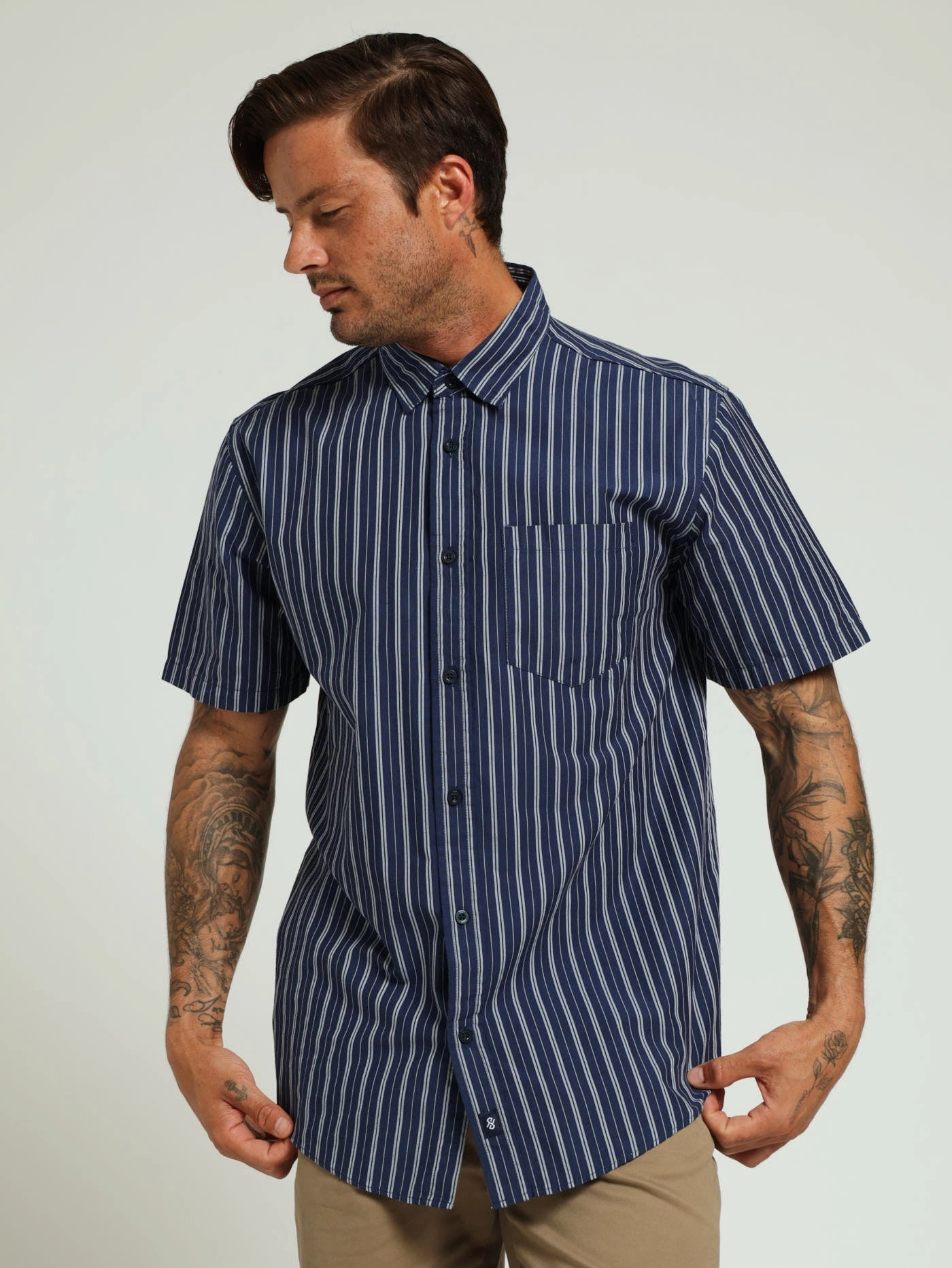 Beachwear items Stripe Shirt - Navy Upcycled fashion