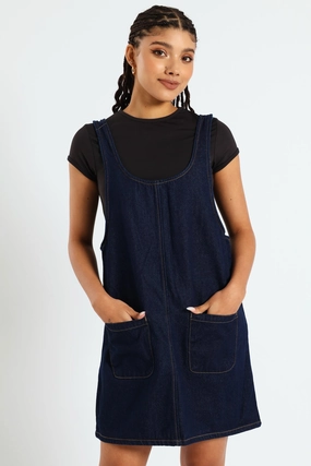 Fashion photography Boxy Denim Pinafore Dress - Ink Denim - based fashion