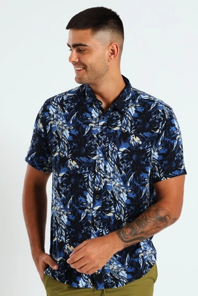Fashion photography Viscose Abstract Shirt - Navy Fashion advice