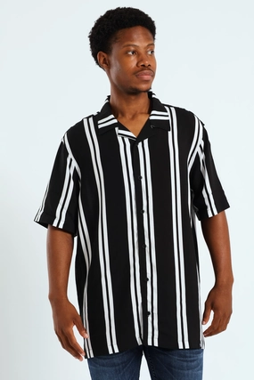 Fashion shows Stripe Viscose Shirt - Black Retro fashion finds