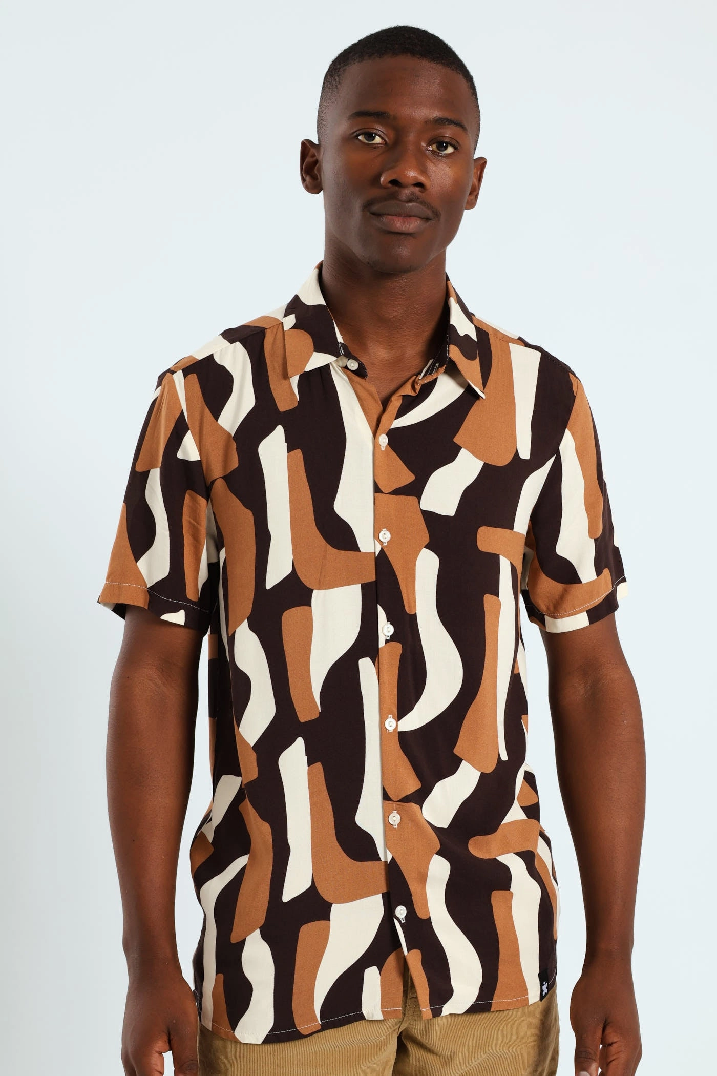 Geo Viscose Shirt - Brown Fashion accessories Free shipping offers
