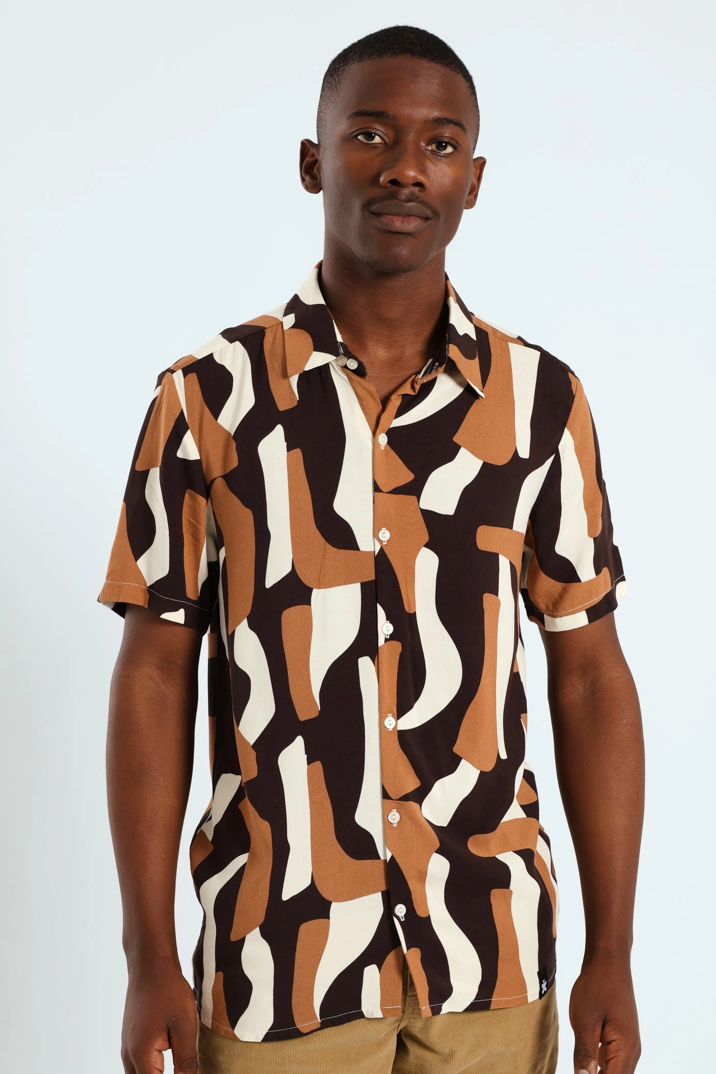 Geo Viscose Shirt - Brown Seasonal wear Fashion sizes