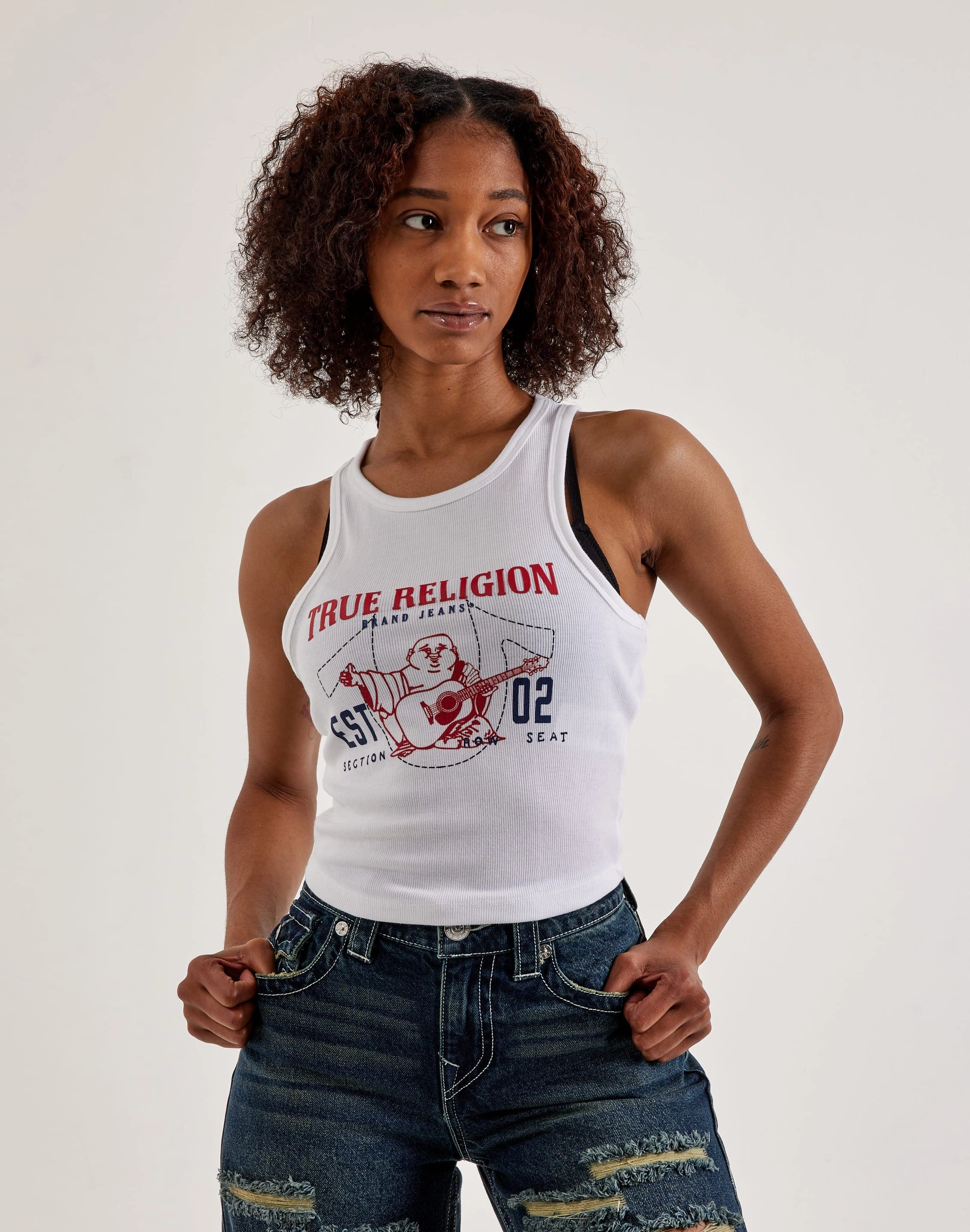 Fashion subscription services True Religion Buddha Goddess Tank Top Fashion-forward items