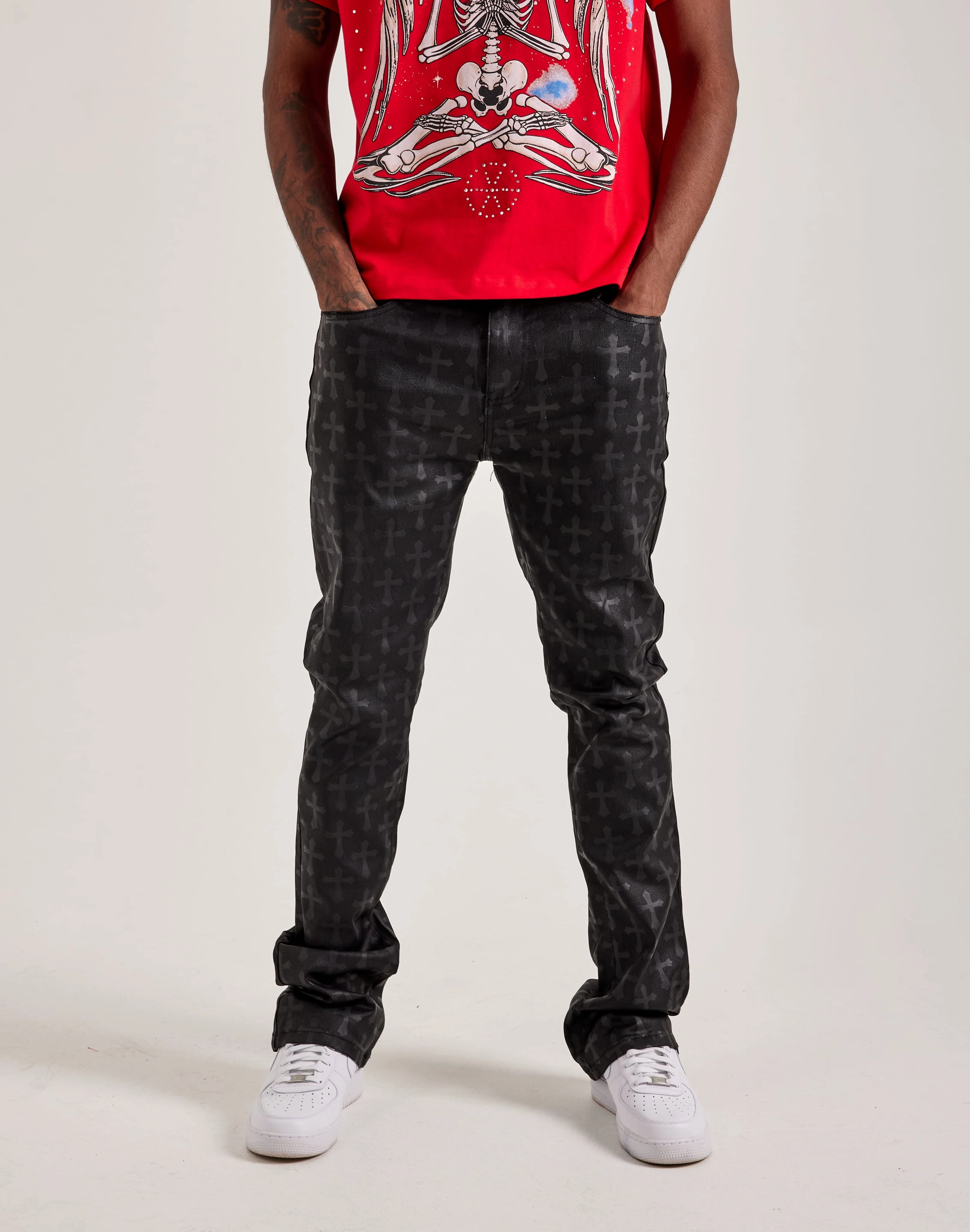WAIMEA Stacked Coated Flare Jeans Nylon - included fashion Fashion brands