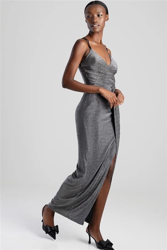 Glam Maxi Wrap Dress With Pleats - Black Fashion advice Beaded fashion items