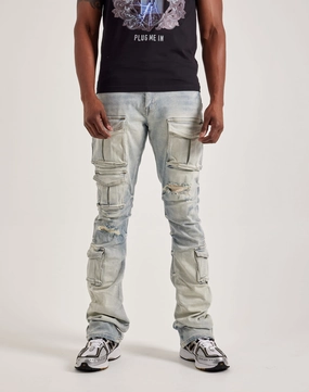 Fashion technology Smoke Rise Utility Pocket Stacked Flare Denim Jeans Clearance fashion
