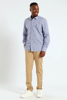 Fashion trends by region Gonzo Geo Printed Long Sleeve Shirt - Navy Fashion culture