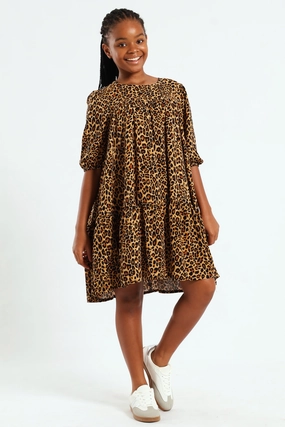 Fashion trends Girls Leopard Print Tiered Dress Printed fashion
