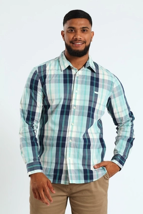 Fashionable goods Battery Slim Fit Plaid Shirt - Dark Blue Fashionable goods