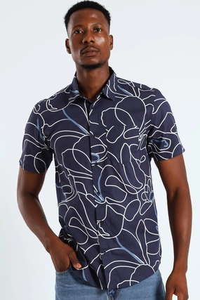 Floral Shirt - Navy Suede - finished fashion Denim - based fashion