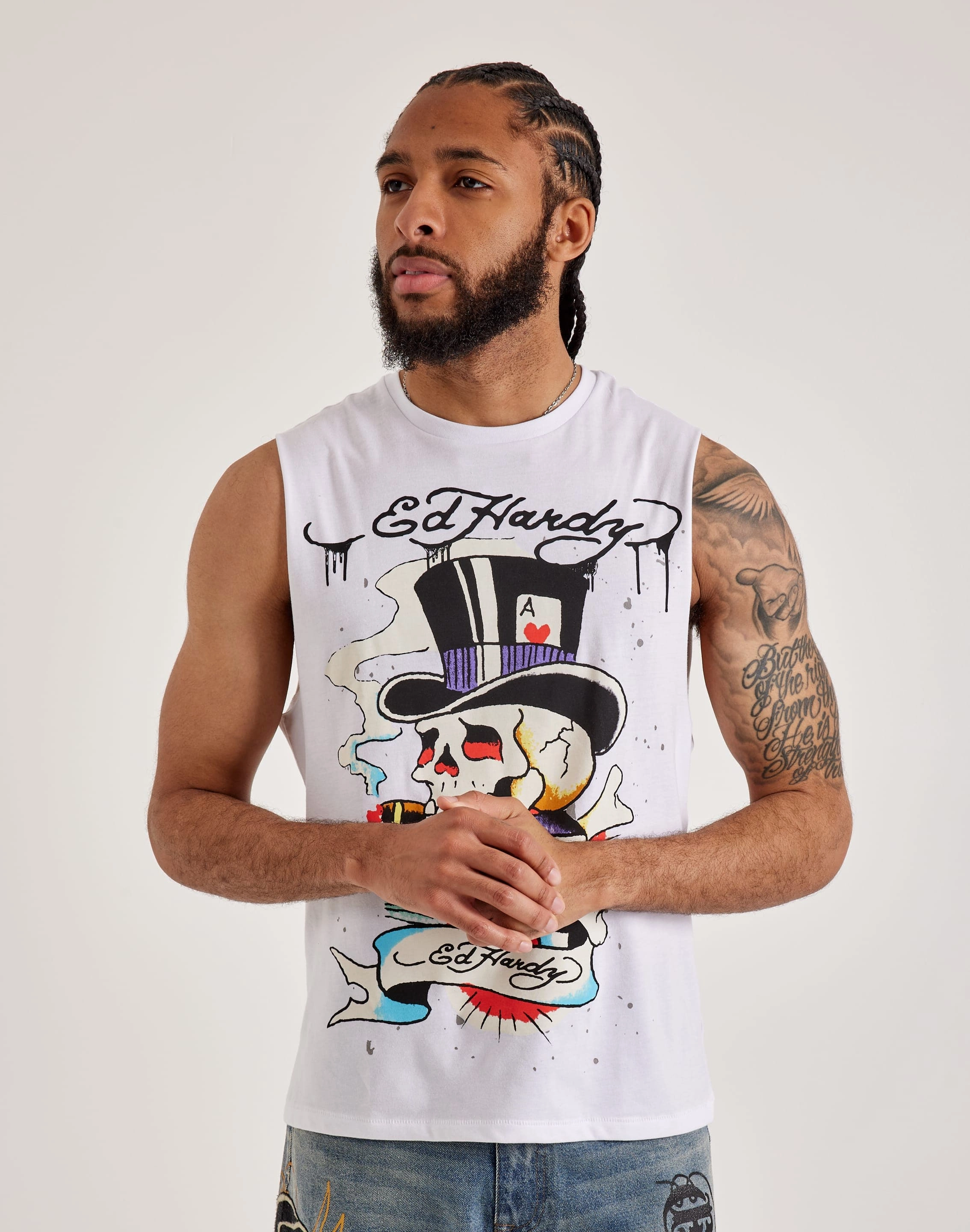 Formal wear selections Ed Hardy Skull Top Hat Sleeveless Tee Quality apparel