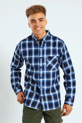 Formal wear selections Long Sleeve Check Shirt - Blue Evening wear