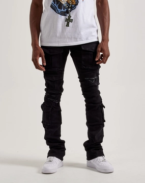 Formal wear selections Smoke Rise Utility Pocket Stacked Flare Denim Jeans Wardrobe staples