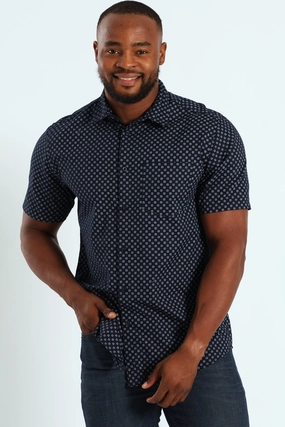 Geo Screen Print Shirt - Navy Nautical - themed fashion Fashion trends