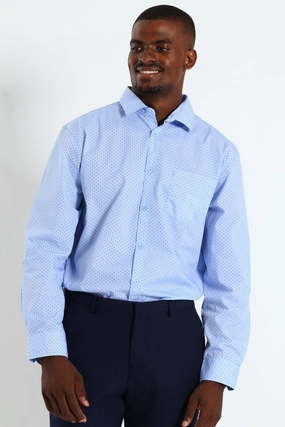 Geo Spot Shirt - Blue/Black Silk - fabric fashion Fashion photography