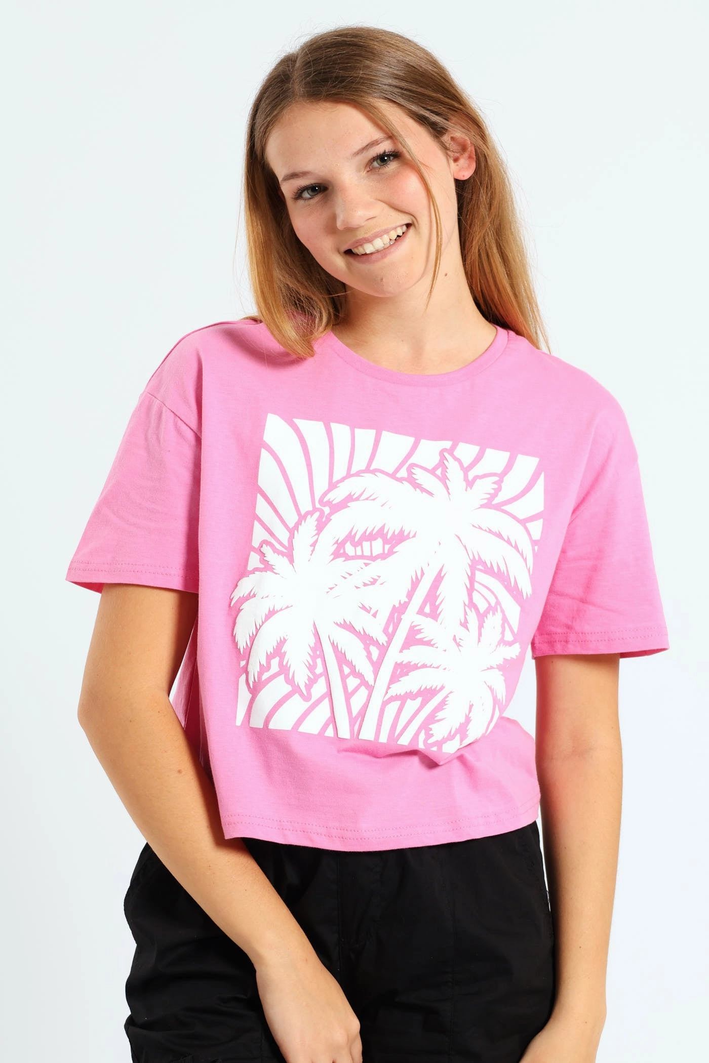 Girls Boxy Peace Tee - Pink