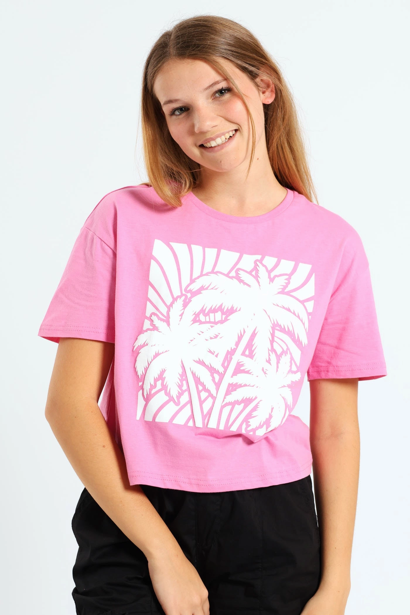 Girls Boxy Peace Tee - Pink