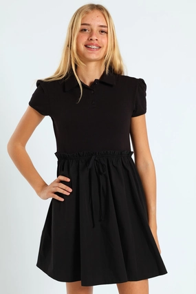 Girls Combo Knit Golfer Dress - Black New fashion arrivals Fashion for all ages