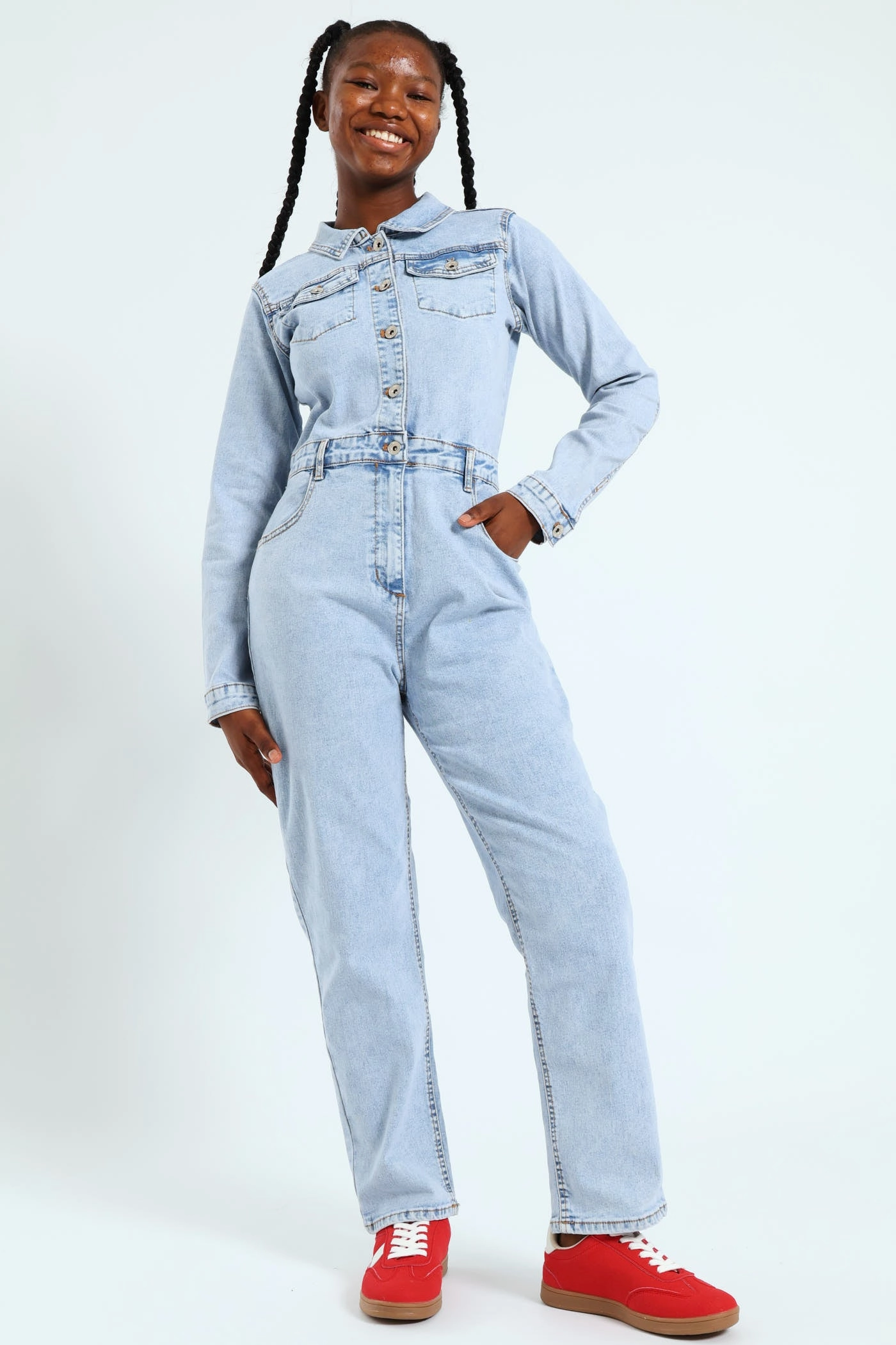 Luxury fashion items Girls Denim Boiler Suit - Acid Wash Best - selling fashion