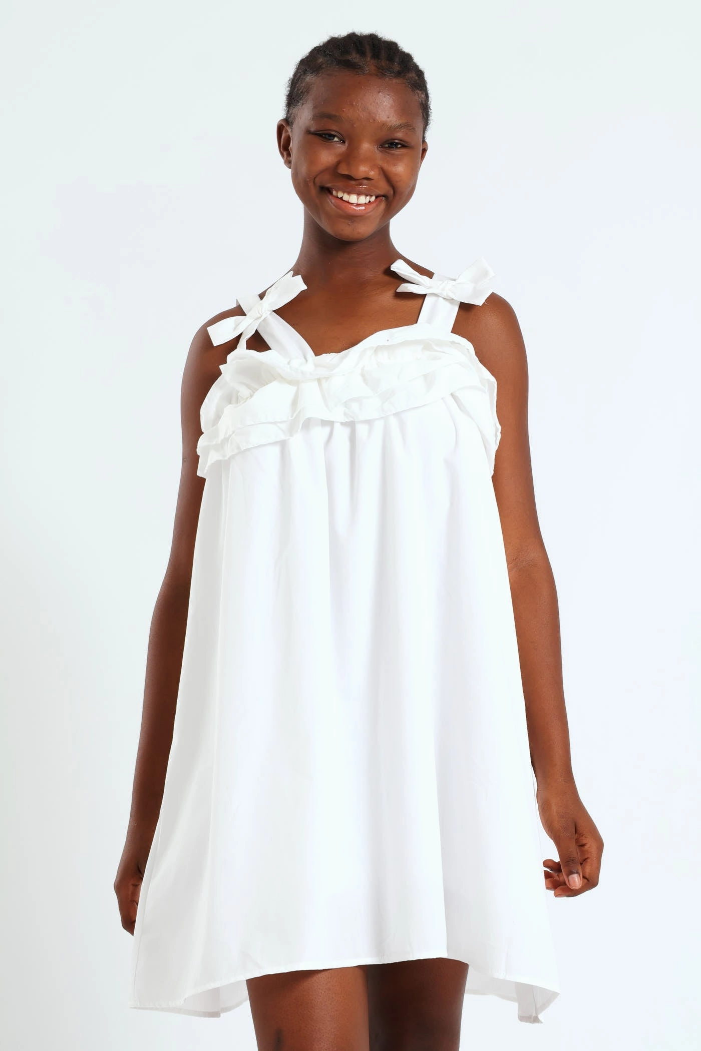 Fashion events Girls Double Frill Bow Dress - White Fashion collections
