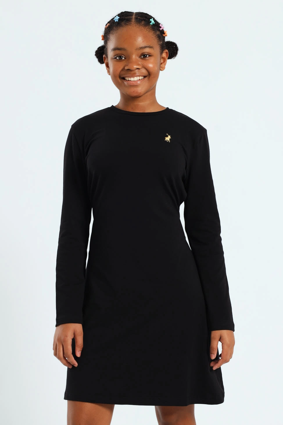 Girls Emily Belted Long Sleeve Dress - Black Fashion inspiration Organic fashion products