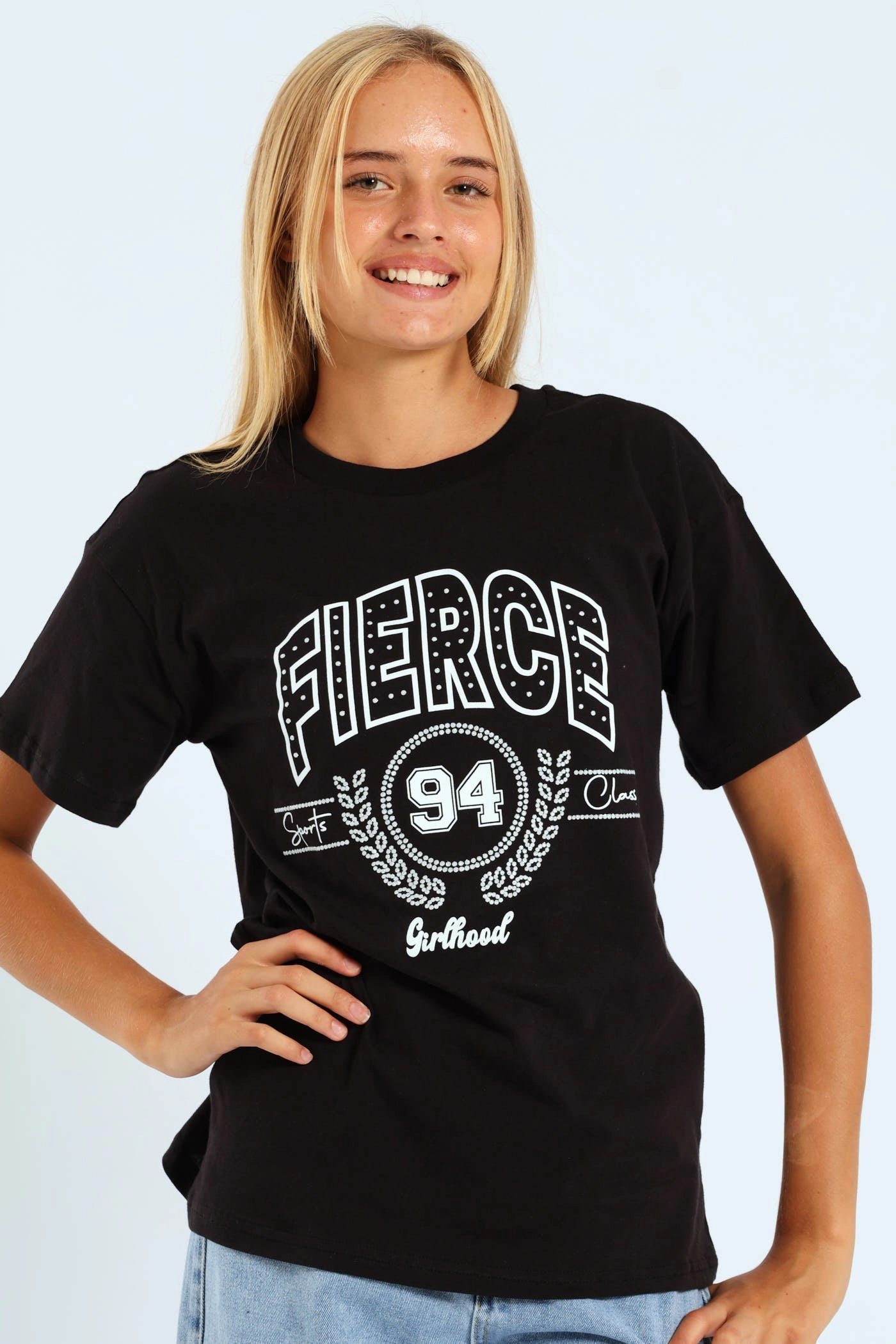 Girls Fierce Oversized Tee - Black