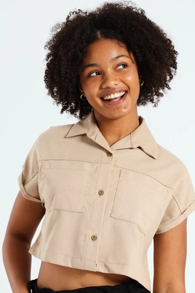 Girls Linen Shirt - Stone Fashionable goods Fashion care (washing, ironing, etc.)