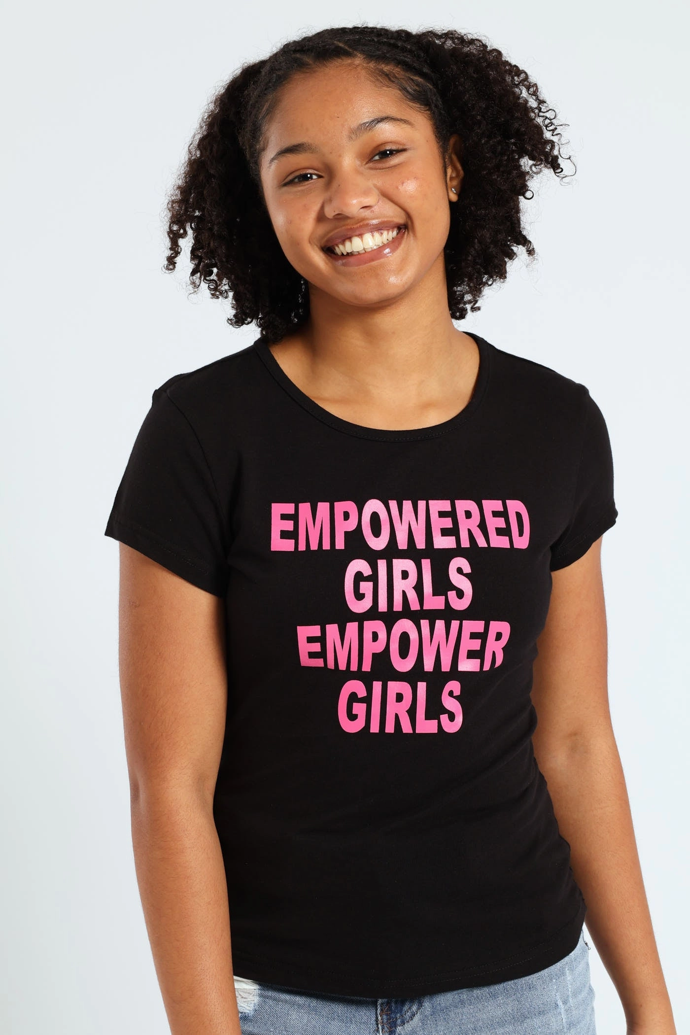 Girls Regular Empowered Tee - Black