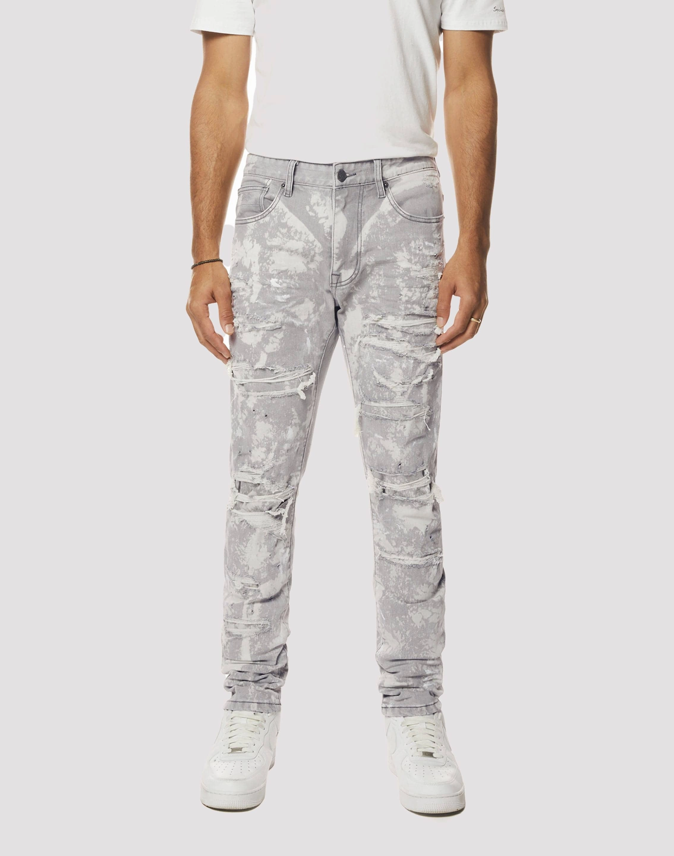 Grindhouse Confetti Easy Slim Fit Denim Grey Jeans Bohemian style items Wool - sourced fashion