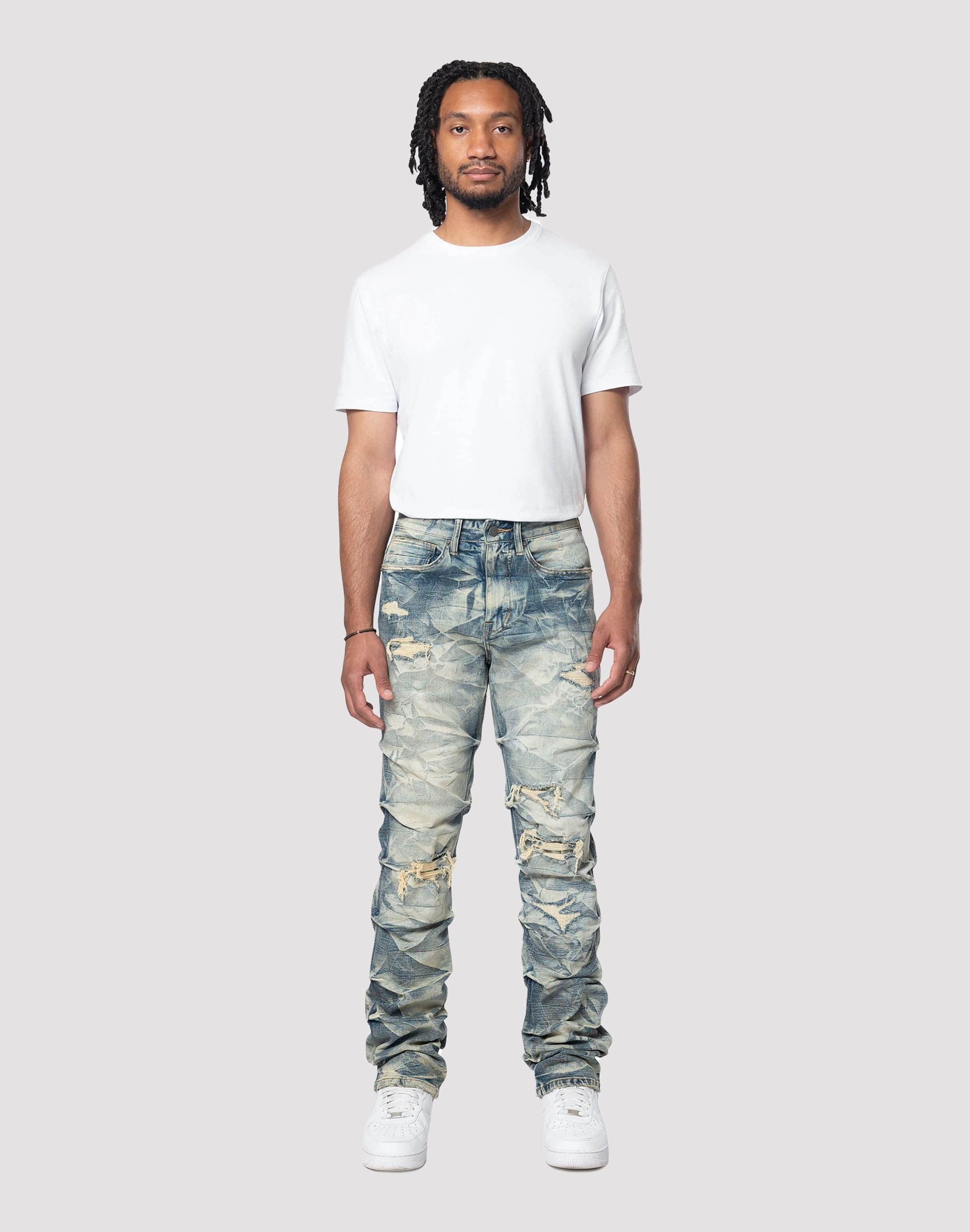 Grindhouse Lightning Effect Toasted Denim Jean Printed fashion Preppy style items