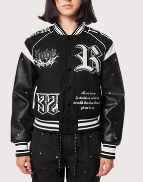 Grindhouse Rhinestone Varsity Black Jacket Fashion shows Fashion customization