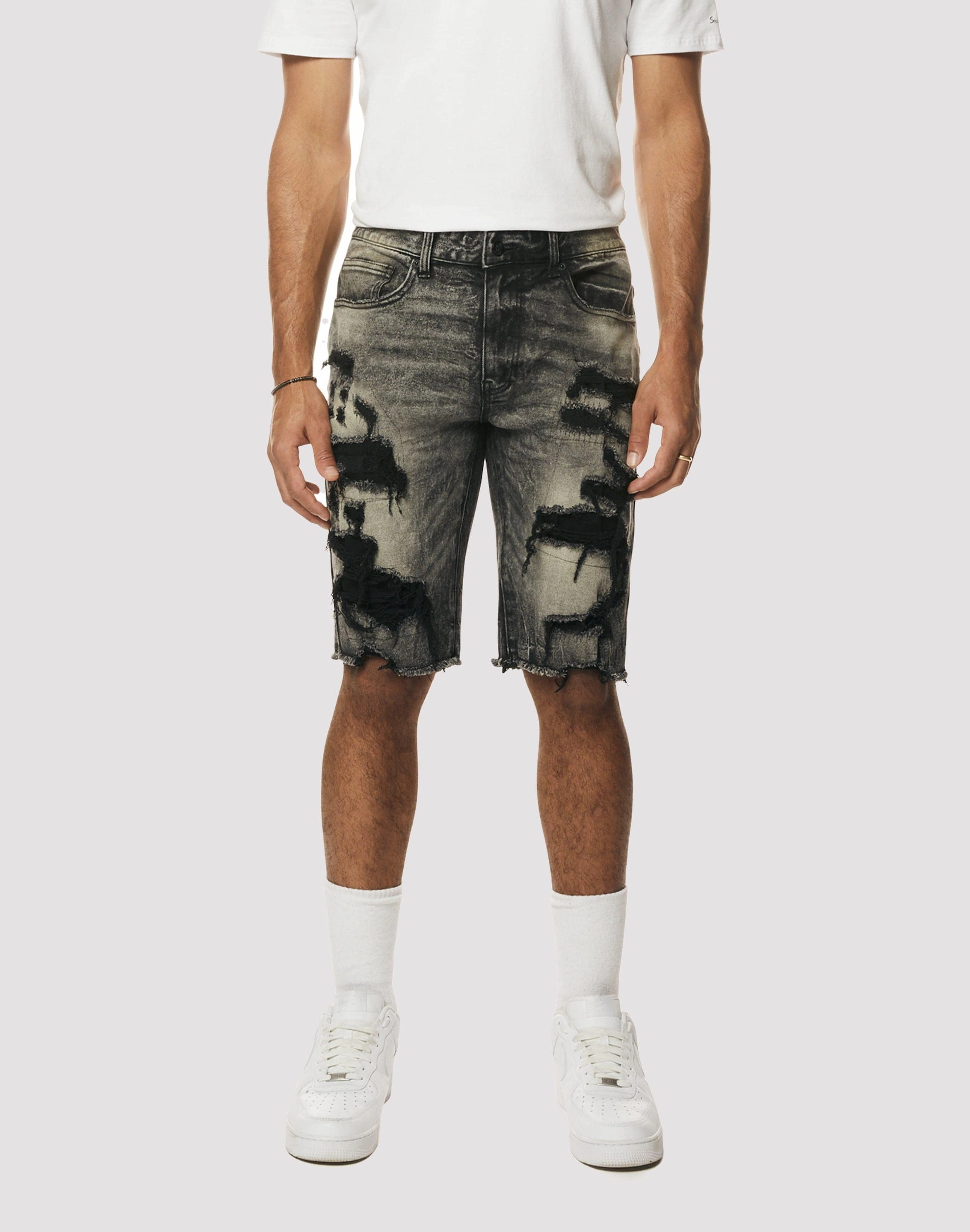 Grindhouse Rip N Repair Bali Denim Grey Shorts Polyester - used fashion Linen - crafted fashion