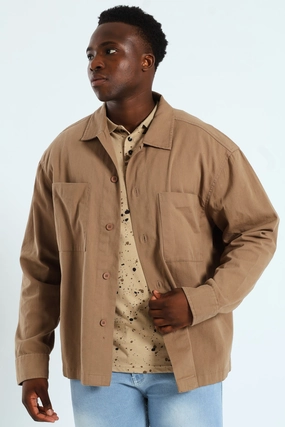 Heavy Wash Cotton Shirt - Taupe High - end fashion Swimwear selections
