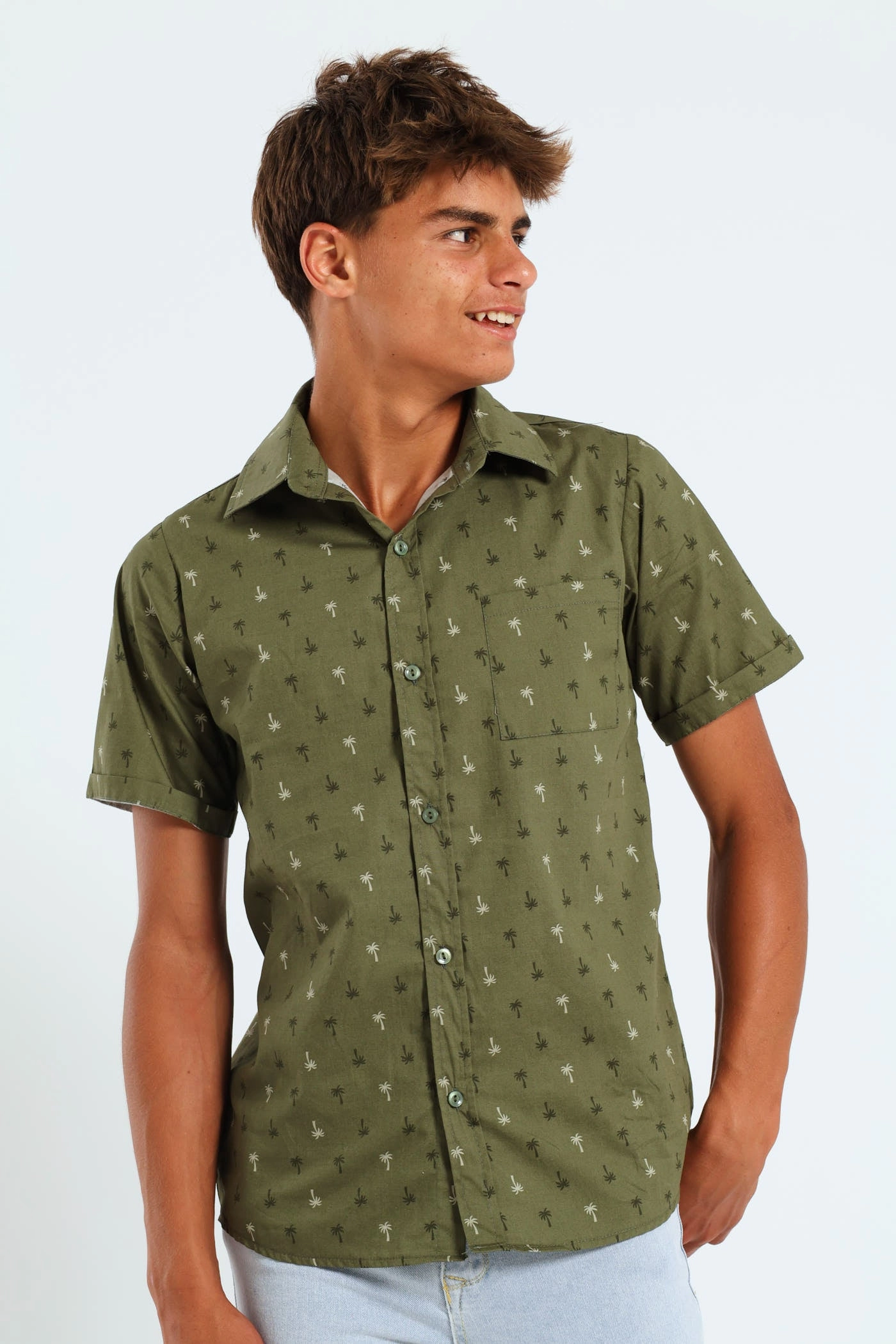 Fashion collections Boys Palm Tree Shirt - Olive Free shipping offers