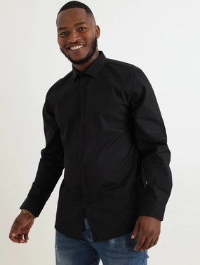Hip - hop fashion Men's Easy Care Shirt - Black Minimalist fashion
