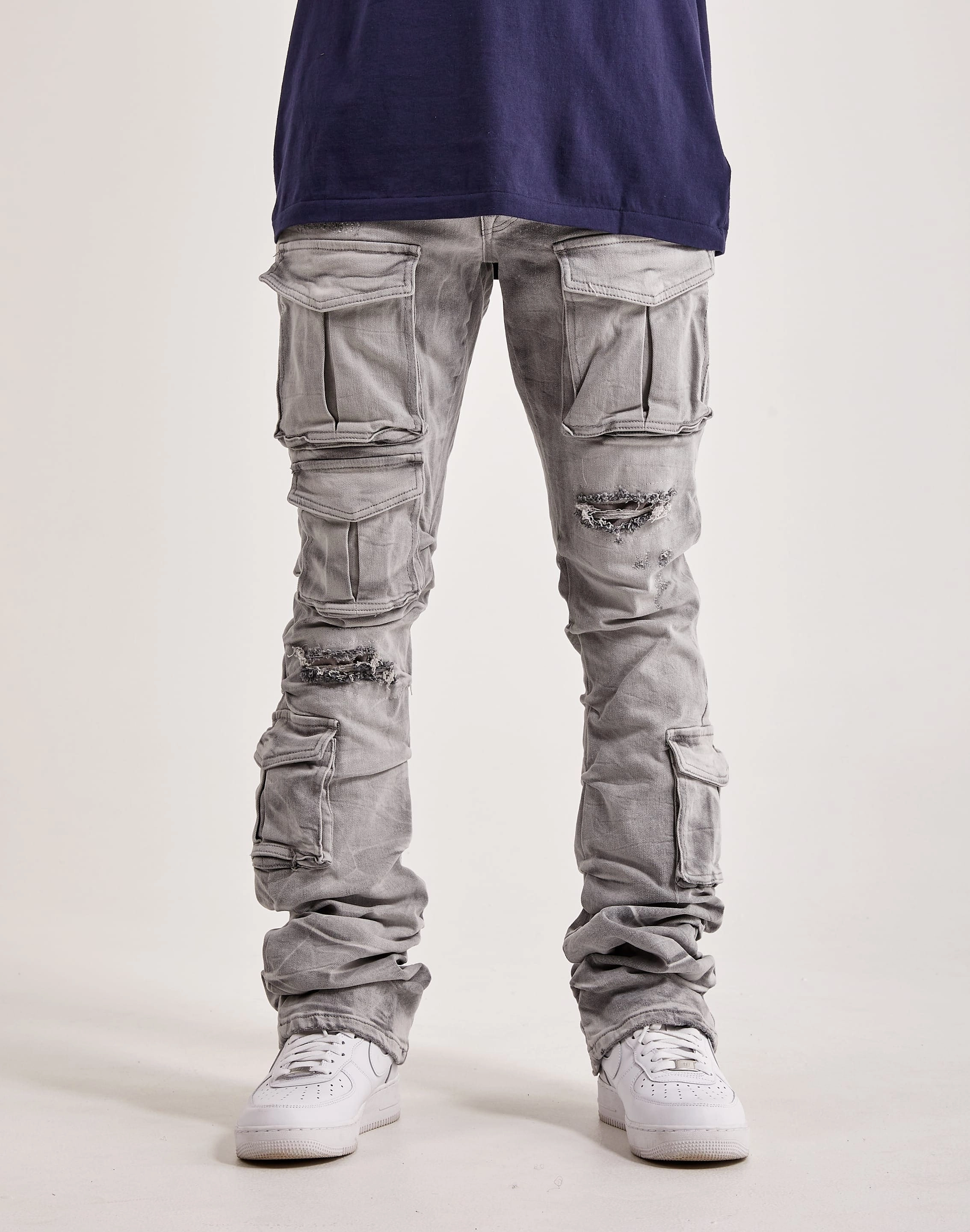 Smoke Rise Utility Pocket Stacked Flare Denim Lace - detailed fashion Leather - material fashion