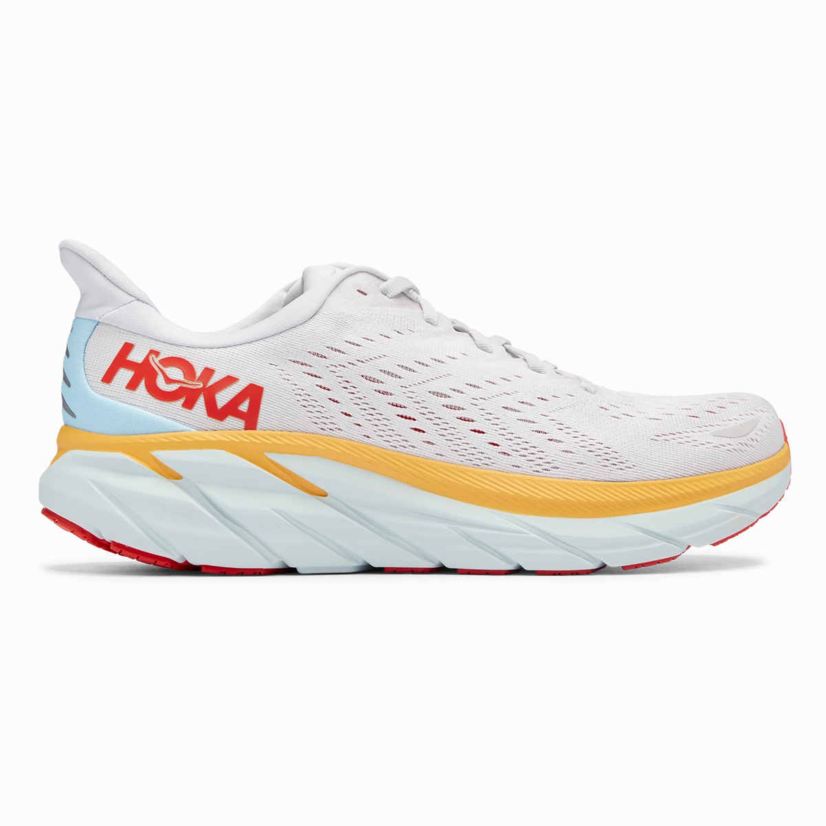 Polished Hoka Clifton 8 - Nimbus Cloud - Blanc de Blanc Secure