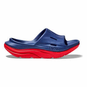 Hoka Ora Recovery Slide 3 - Bellwhether Blue - Red Alert Indispensable Cost-effective